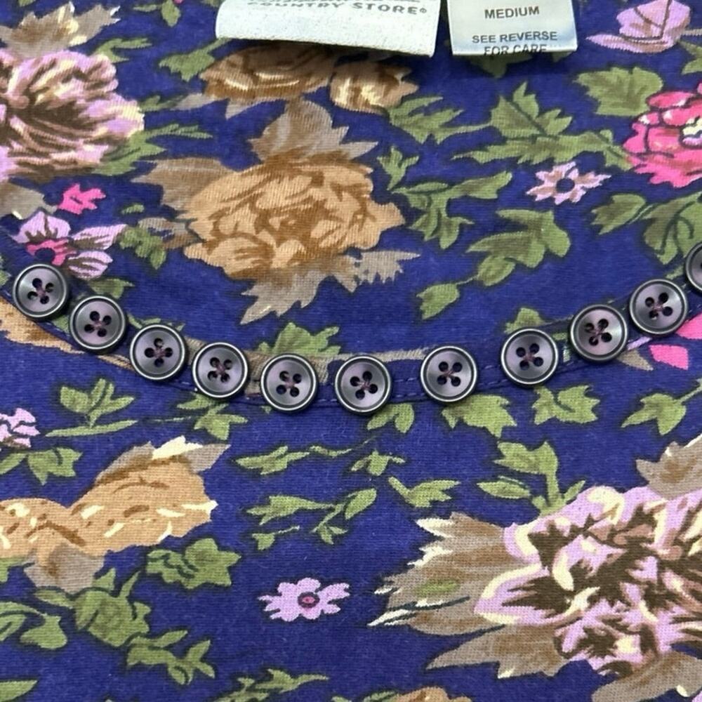Vermont Country Store Cotton Floral Midi Dress Country Cottage M Fall Farmhouse - Picture 4 of 8